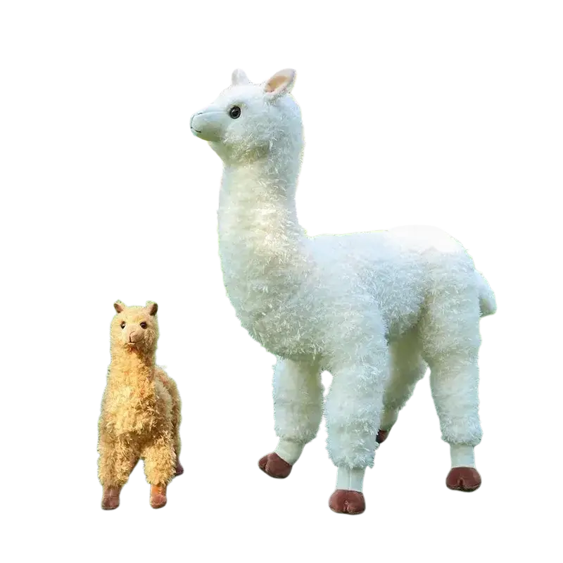 White plush alpaca stuffed animal toy with fluffy texture and brown feet modname=ckeditor kawaii doll