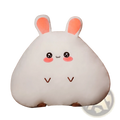 A soft white plush rabbit pillow with pink ears and embroidered facial features from plush animal pillow cushion series
