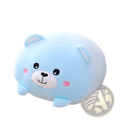 Light blue plush animal pillow with pink cheeks white snout soft fabric material perfect for kids cartoon doll