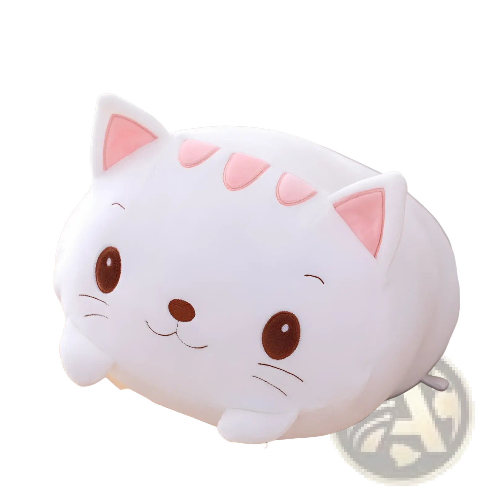 Plush animal pillow soft cartoon doll for kids featuring a cute white plush cat with pink ears and heart markings