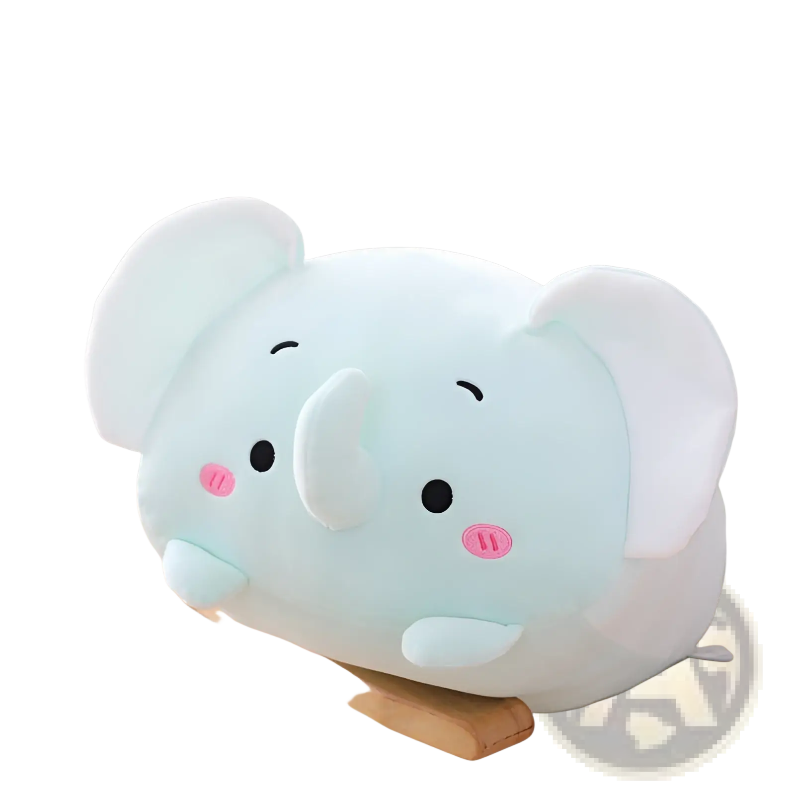 A soft light blue koala plush animal pillow with white ears and pink cheeks designed as a cartoon doll for kids