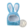 Light blue fluffy plush bunny ear pet hat featuring white inner ear lining for small animals