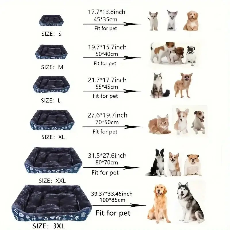 Black plush cat bed and dog bed with patterned border available in sizes s to 3xl for winter pet products