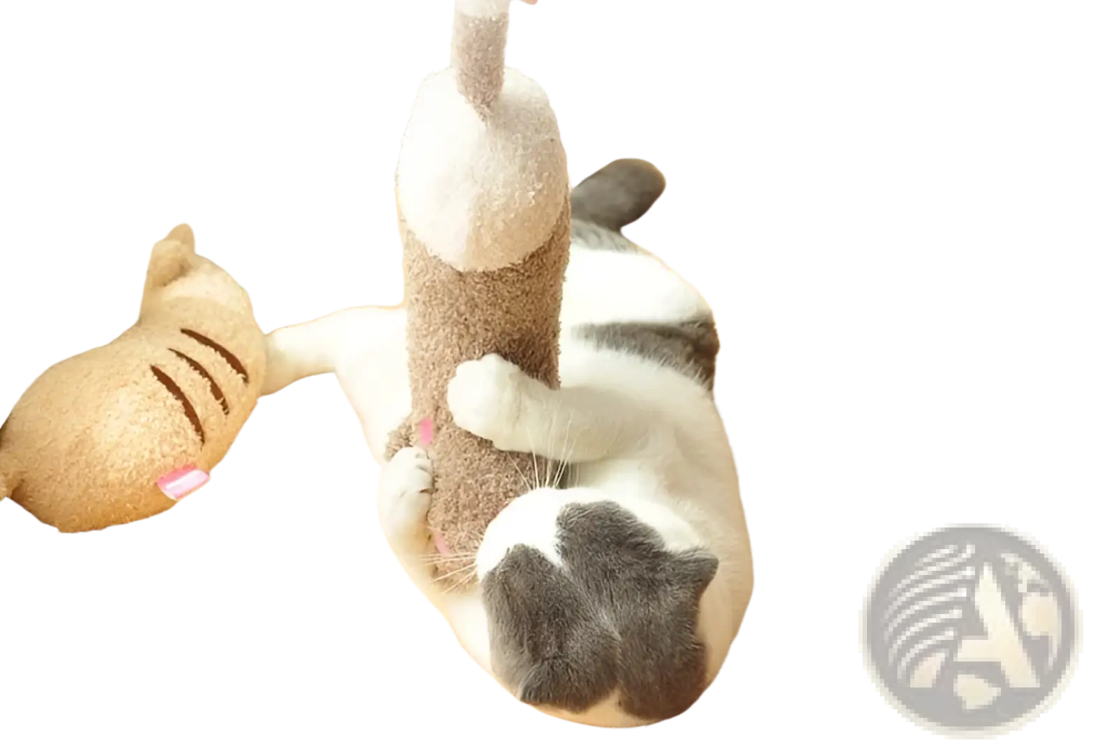 Plush cat pillow for neck support with beige and brown soft fur-like textured body for joint relief