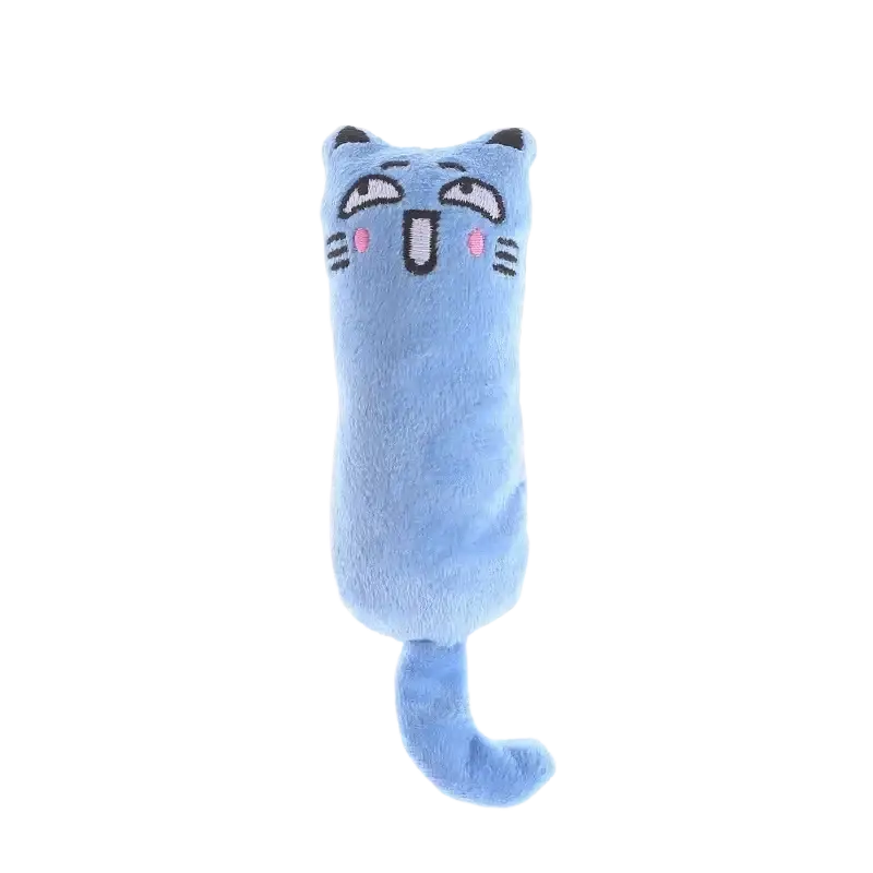 A soft light blue plush catnip toy made of plush toys material from mainland China for interactive kitten chewing