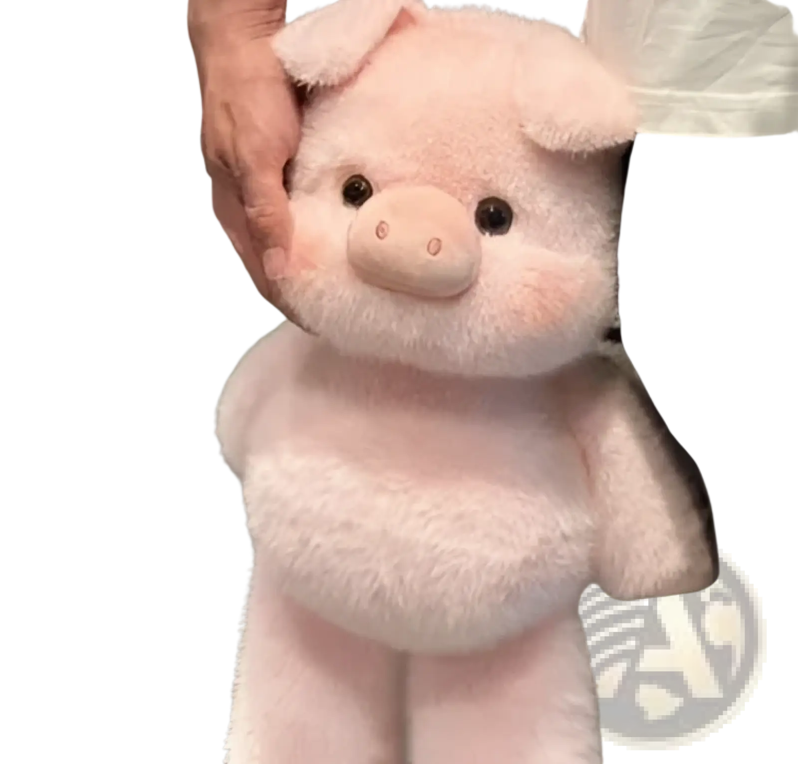 A soft plush pink pig toy with black button eyes and small snout from plush cow and pig stuffed animal toys for kids