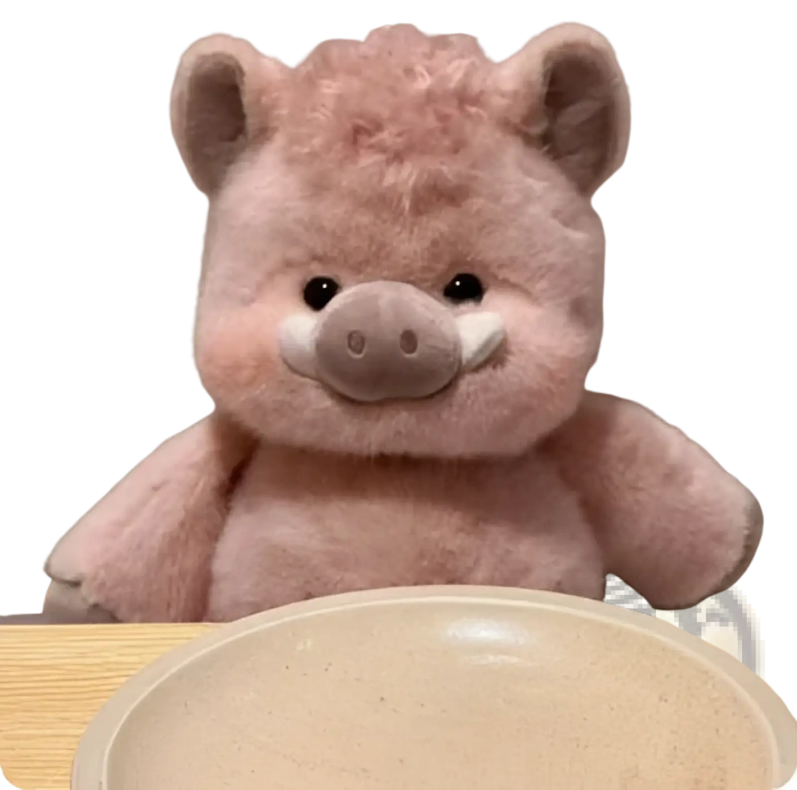 A soft pink plush pig toy with fluffy texture and small black eyes from plush cow and pig soft stuffed animal toys for kids