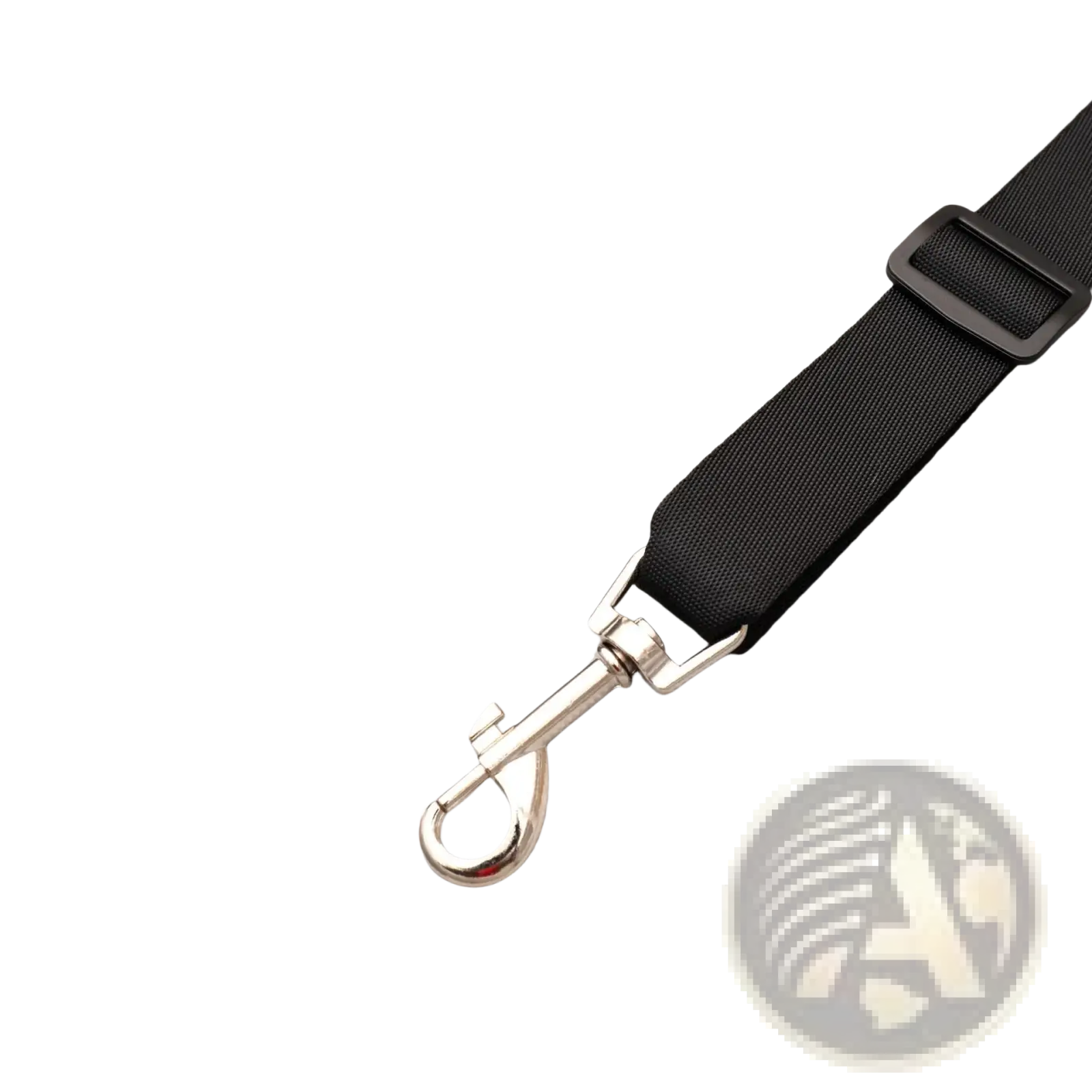 Black nylon pet safety strap with silver metal d-ring and buckle for plush dog car seat gray pet travel bed