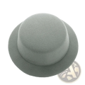 A soft gray felt bowler hat with rounded crown and wide brim for 60cm plush doll fashion accessory