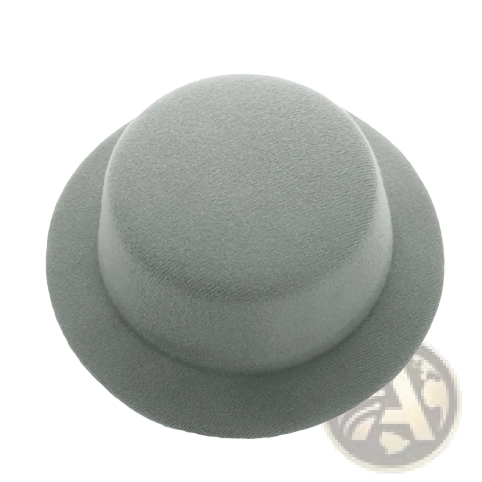 A soft gray felt bowler hat with rounded crown and wide brim for 60cm plush doll fashion accessory