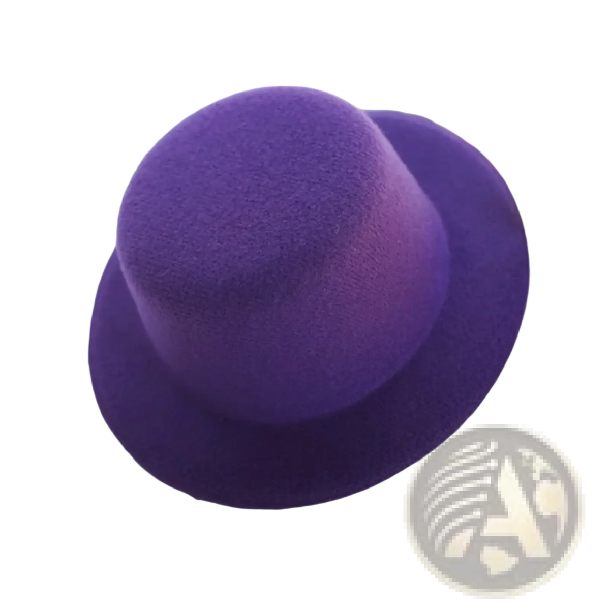 A plush purple felt top hat with rounded crown and wide brim for 60cm doll fashion accessory
