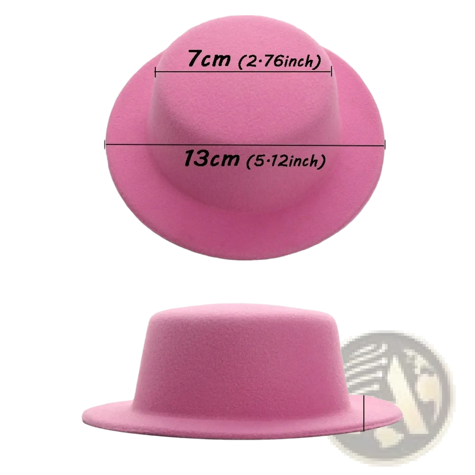 A soft pink felt fedora hat with rounded crown and wide brim for 60cm plush doll fashion accessory