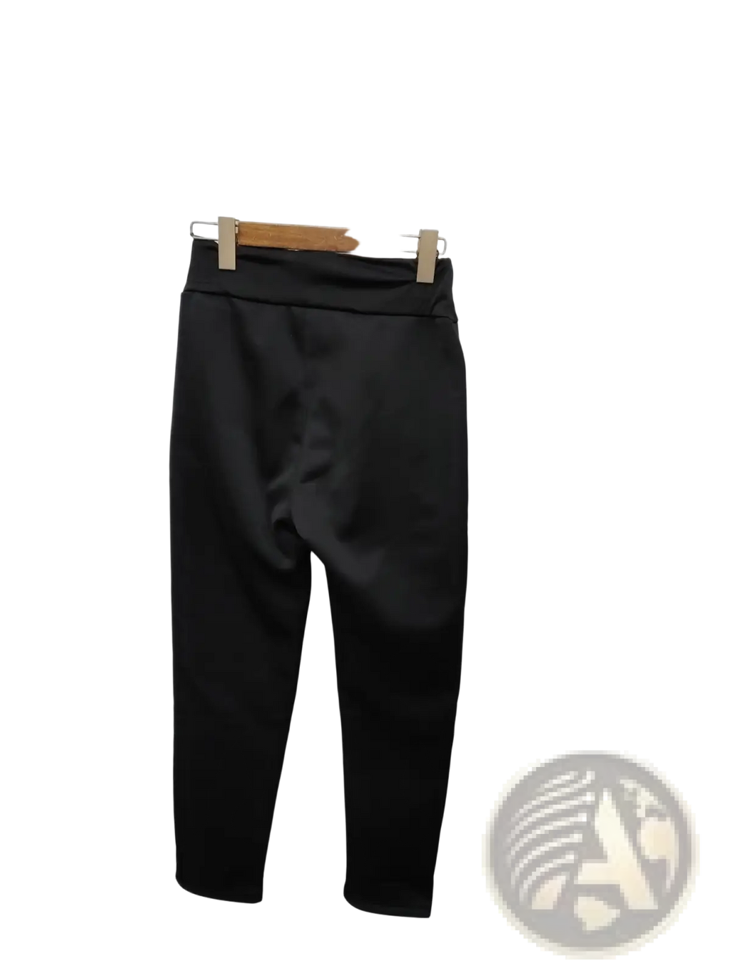 Black plush fleece lined high waist winter pencil pants with smooth stretchy fabric and sleek form fitting design