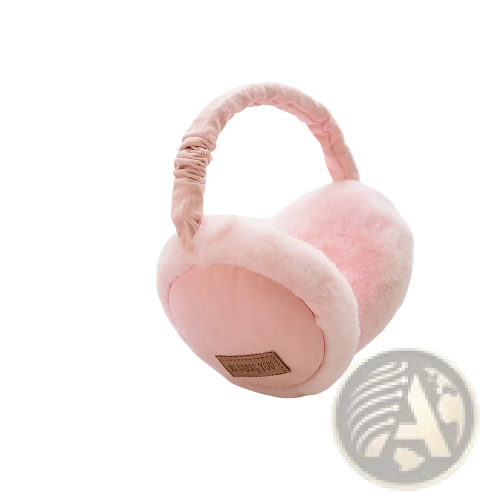 Soft pink plush foldable Bluetooth winter earmuffs with cozy fleece lining and elasticated headband for stereo sound