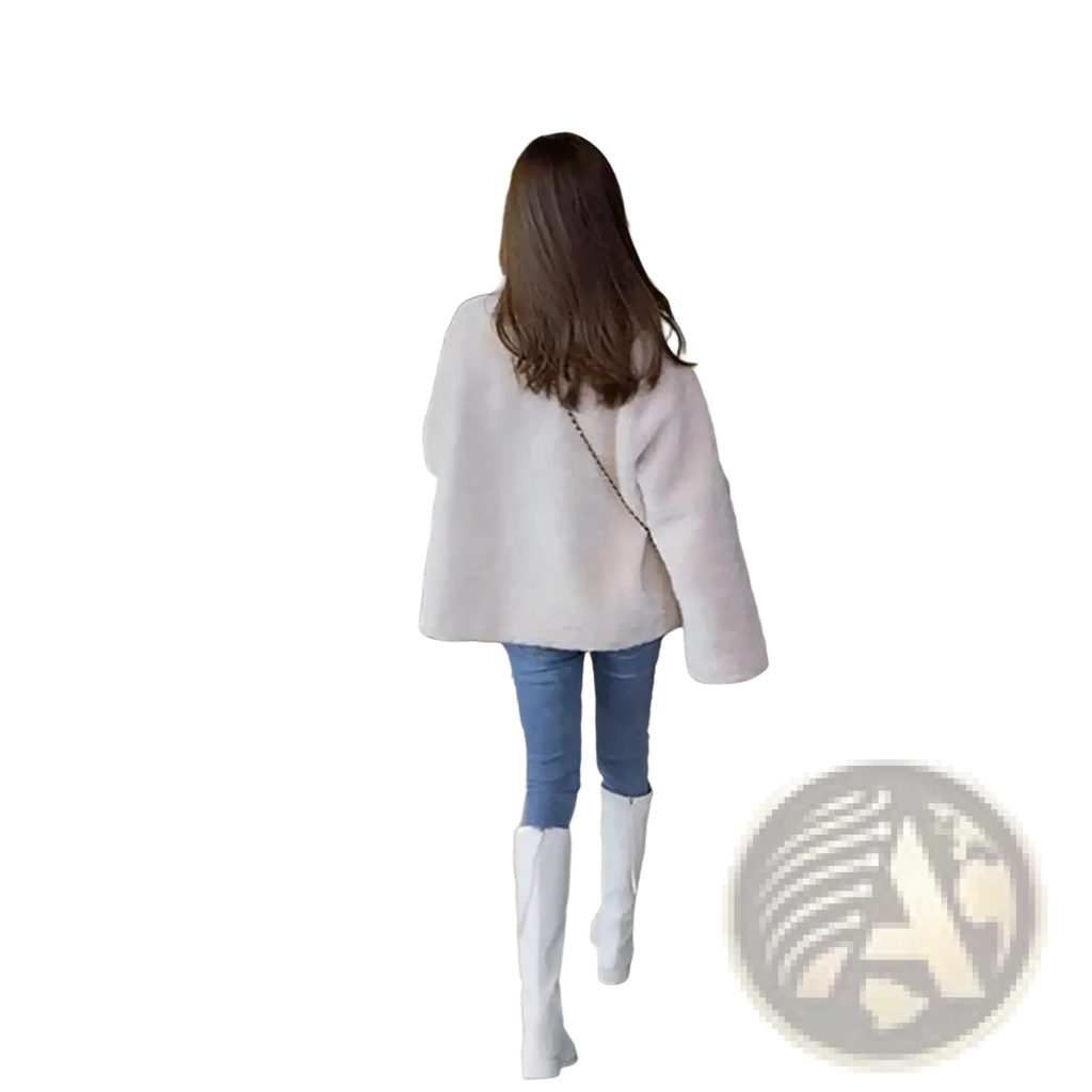 White fluffy faux fur cardigan jacket with long sleeves and relaxed fit for cozy stylish wear