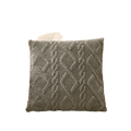 Plush geometric throw pillow cover 45x45cm in gray textured knit with diamond-patterned design for home decor