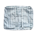 Plush gingham check pet bed cotton dog sofa with gray and white checkered cushion and central striped panel