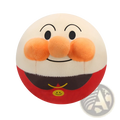 Cream-colored round plush jumping ball toy with orange nose and cheeks and red lower half featuring yellow smiley face