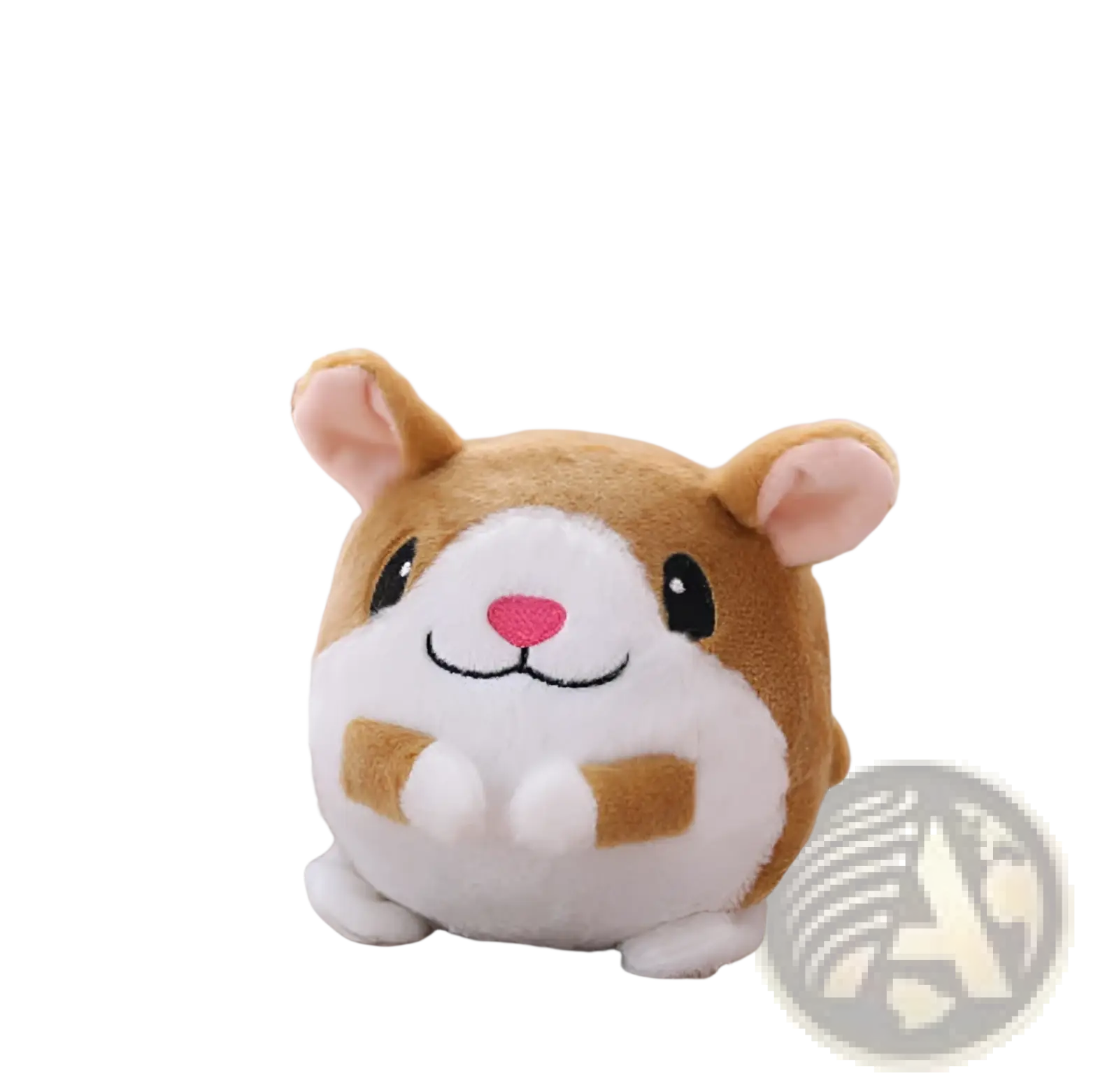 Adorable brown and white plush hamster toy with pink nose and embroidered features for plush jumping ball interactive talking bunny toy