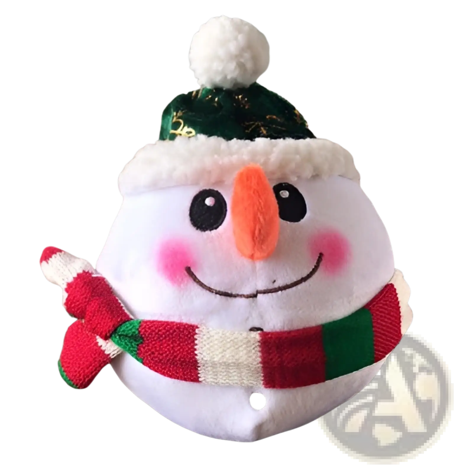 Plush jumping ball interactive talking bunny toy featuring a white snowman with carrot nose and green hat