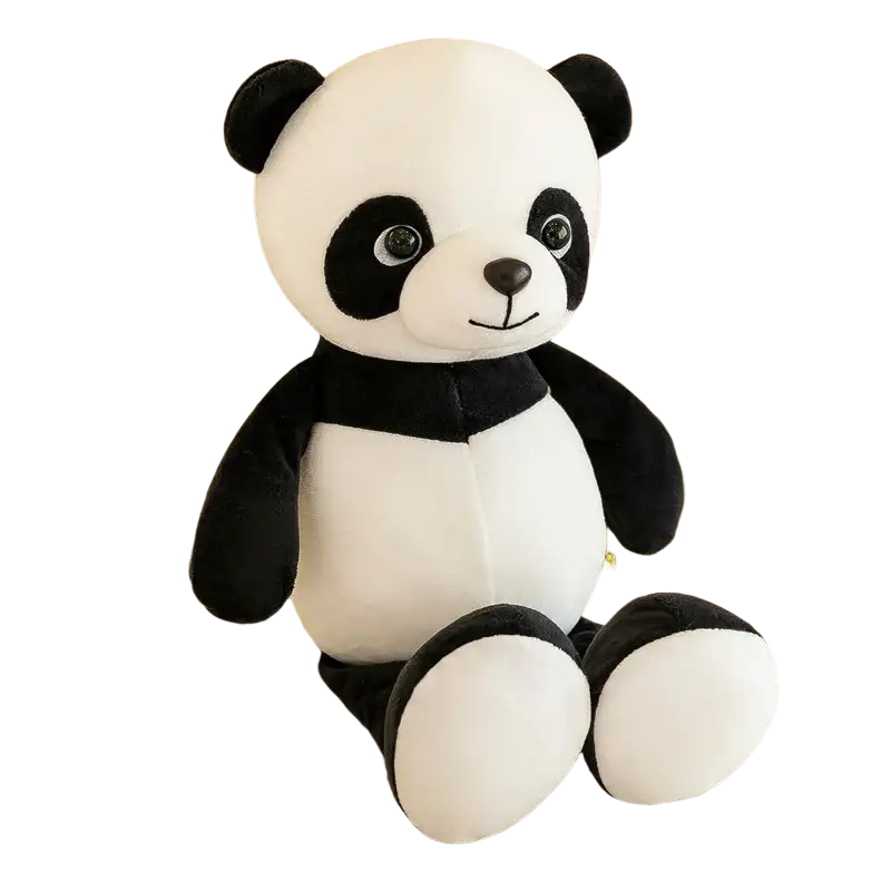 A plush black and white panda stuffed toy with soft rounded features and embroidered eyes from plush jungle animal dolls