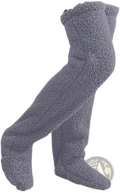 Gray plush over-the-ankle socks with soft fuzzy cashmere texture perfect as plush knee high fuzzy leg warmers
