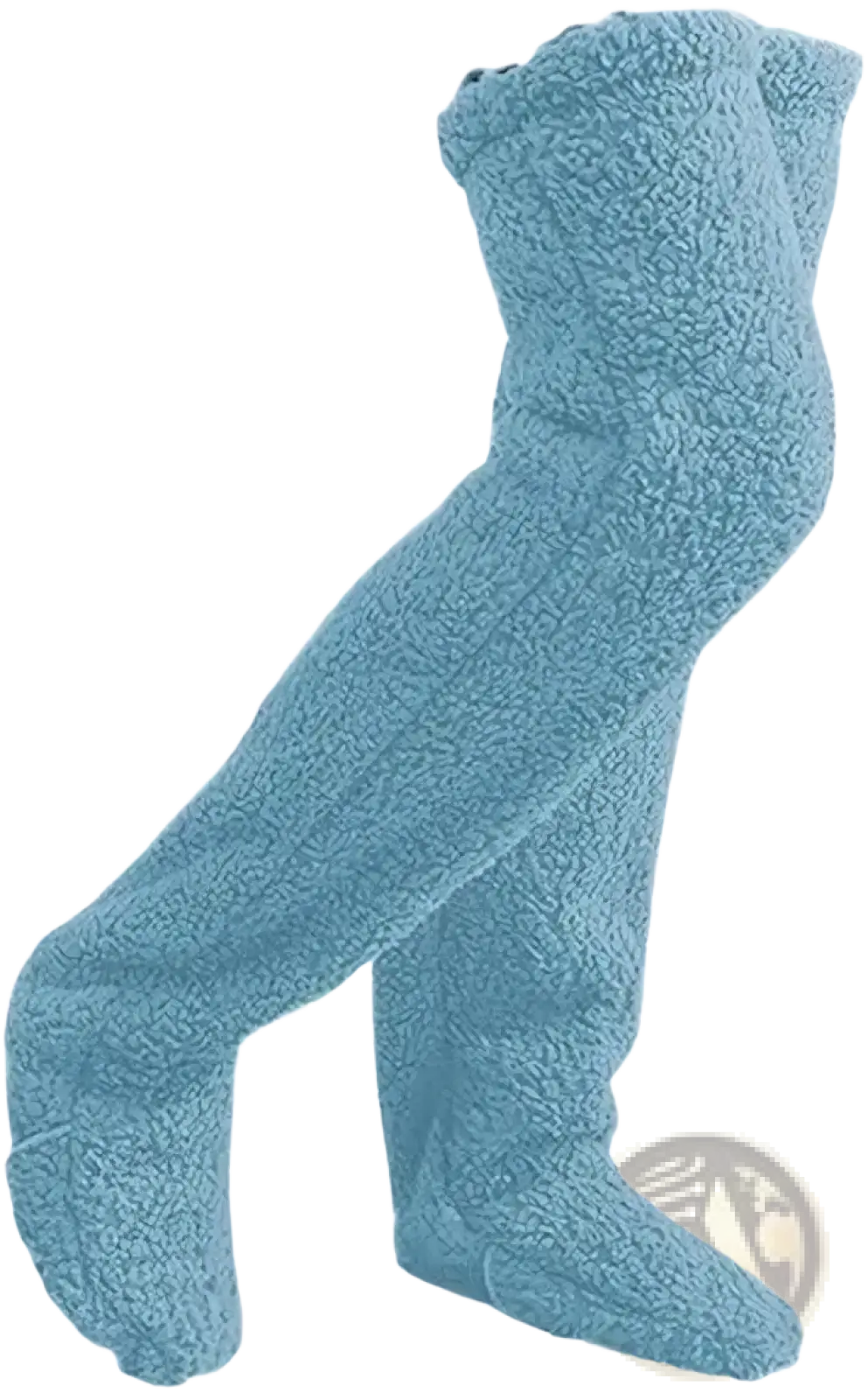 Light blue plush fleece over the knee socks with soft textured surface and ribbed cuffs for cozy leg warming
