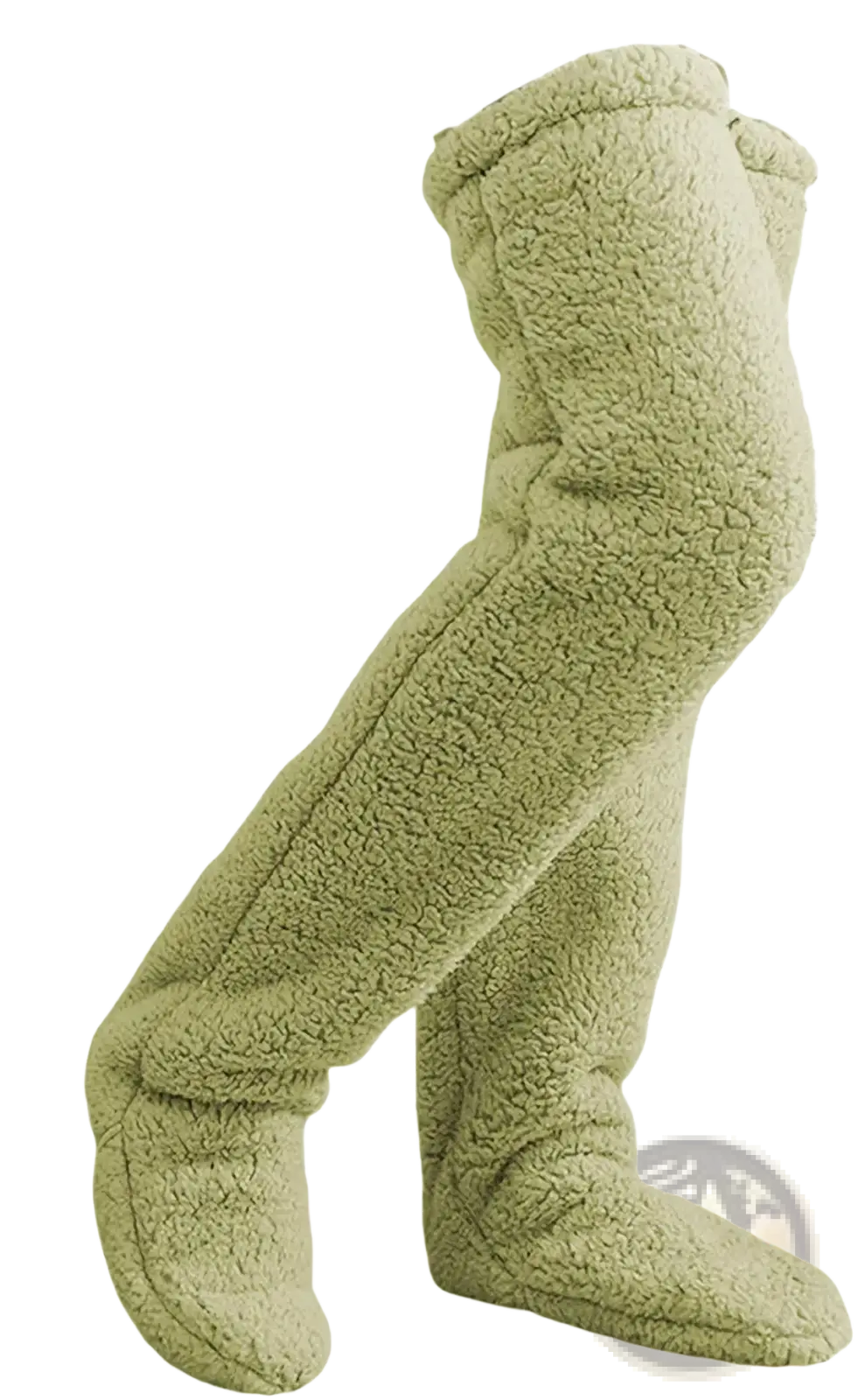 Soft olive-green fleece plush knee high socks with elasticated cuff cashmere fuzzy leg warmers