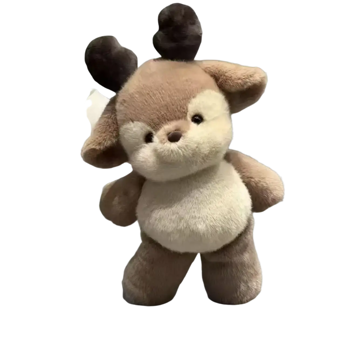 A plush pig stuffed animal pillow 17.7 inch featuring a soft brown and cream standing deer toy with dark brown antlers