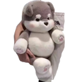 Plush pig stuffed animal pillow 17.7 inch featuring a gray and white husky-shaped soft fluffy fur with pink paw pads
