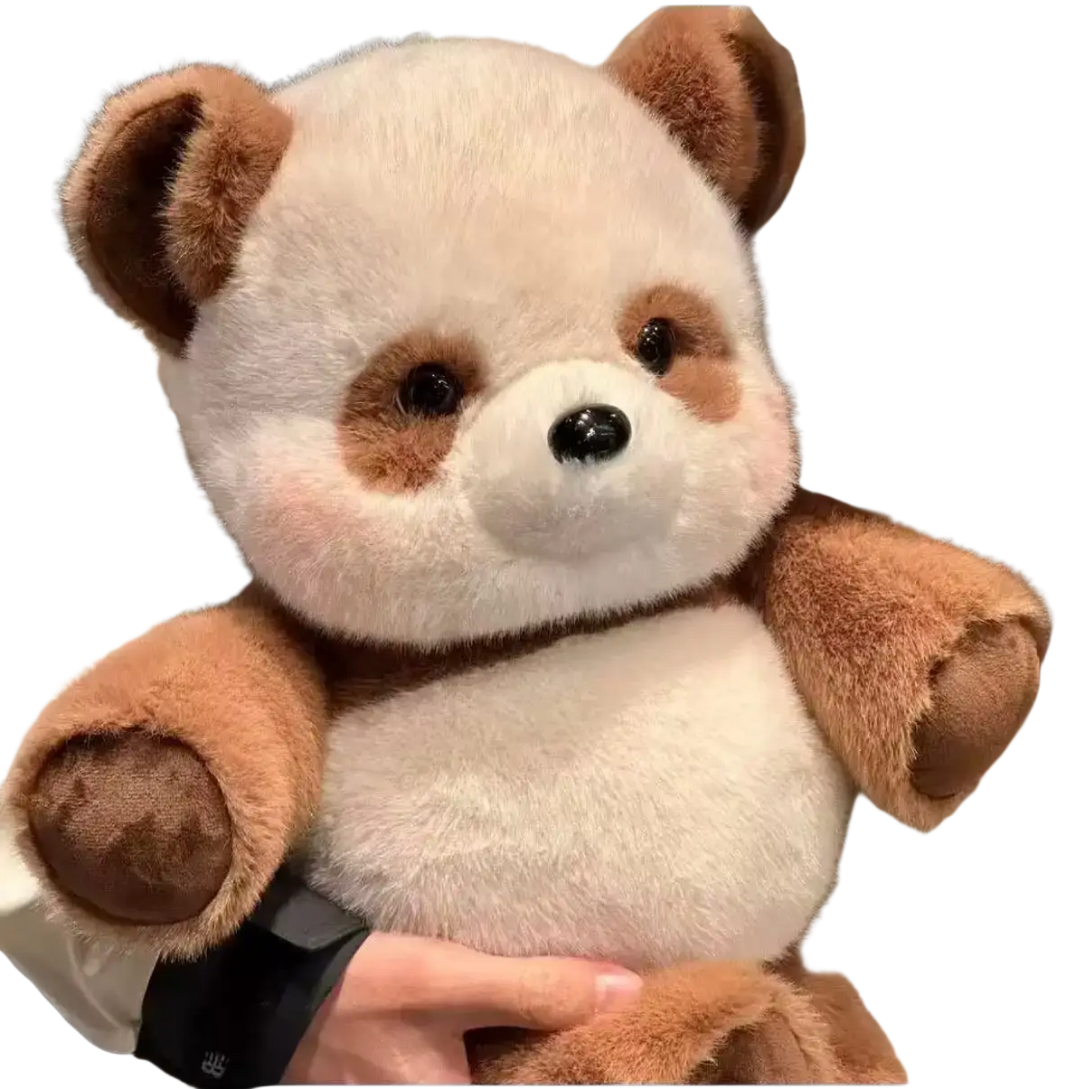 A plush pig stuffed animal pillow 17.7 inch with soft white and brown fur and black button eyes