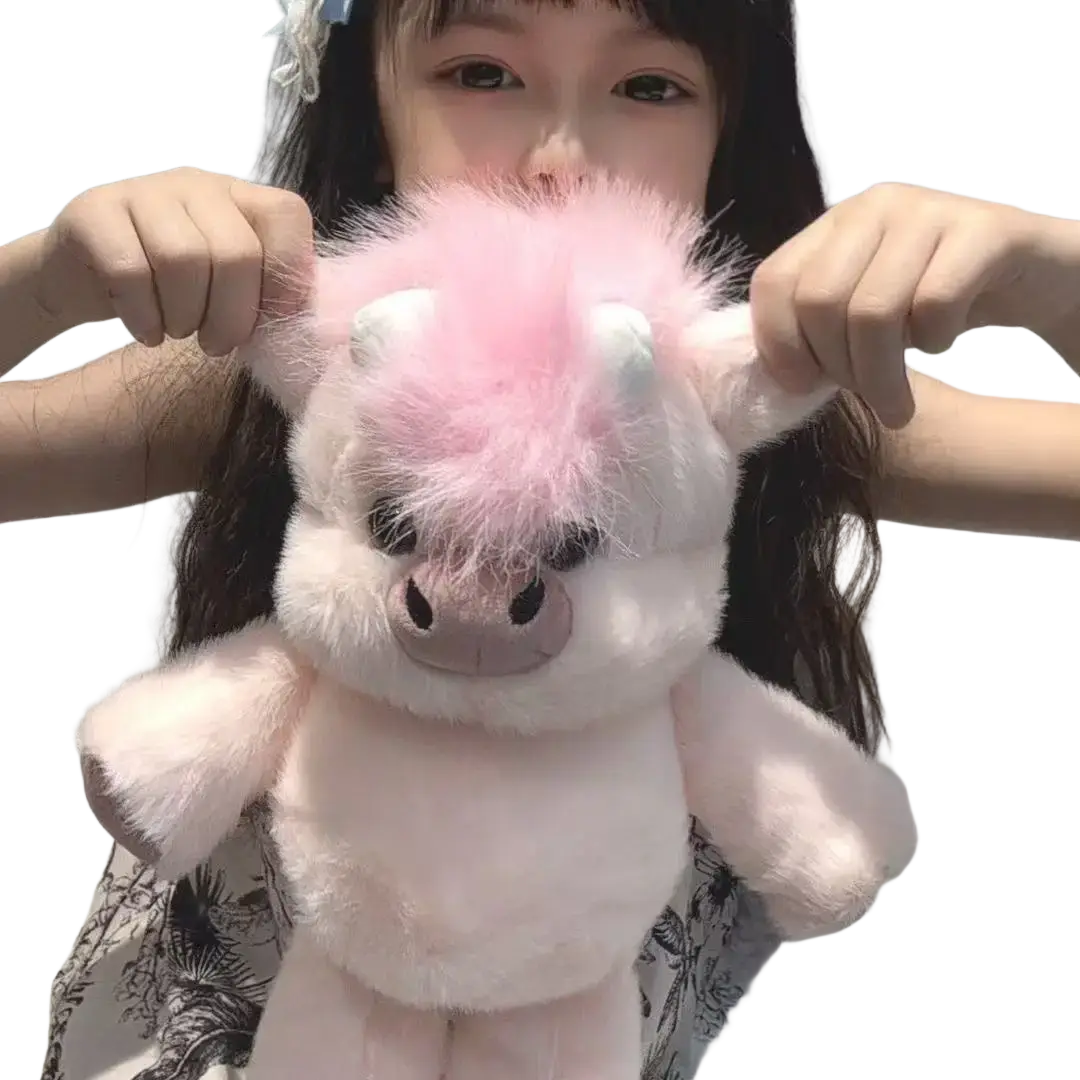 Plush pig stuffed animal pillow 17.7 inch with a soft pink plush unicorn featuring fluffy white ears and a fuzzy mane