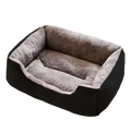 Black and gray plush rectangular cat bed with soft fleece-lined interior for pet comfort and cushioning