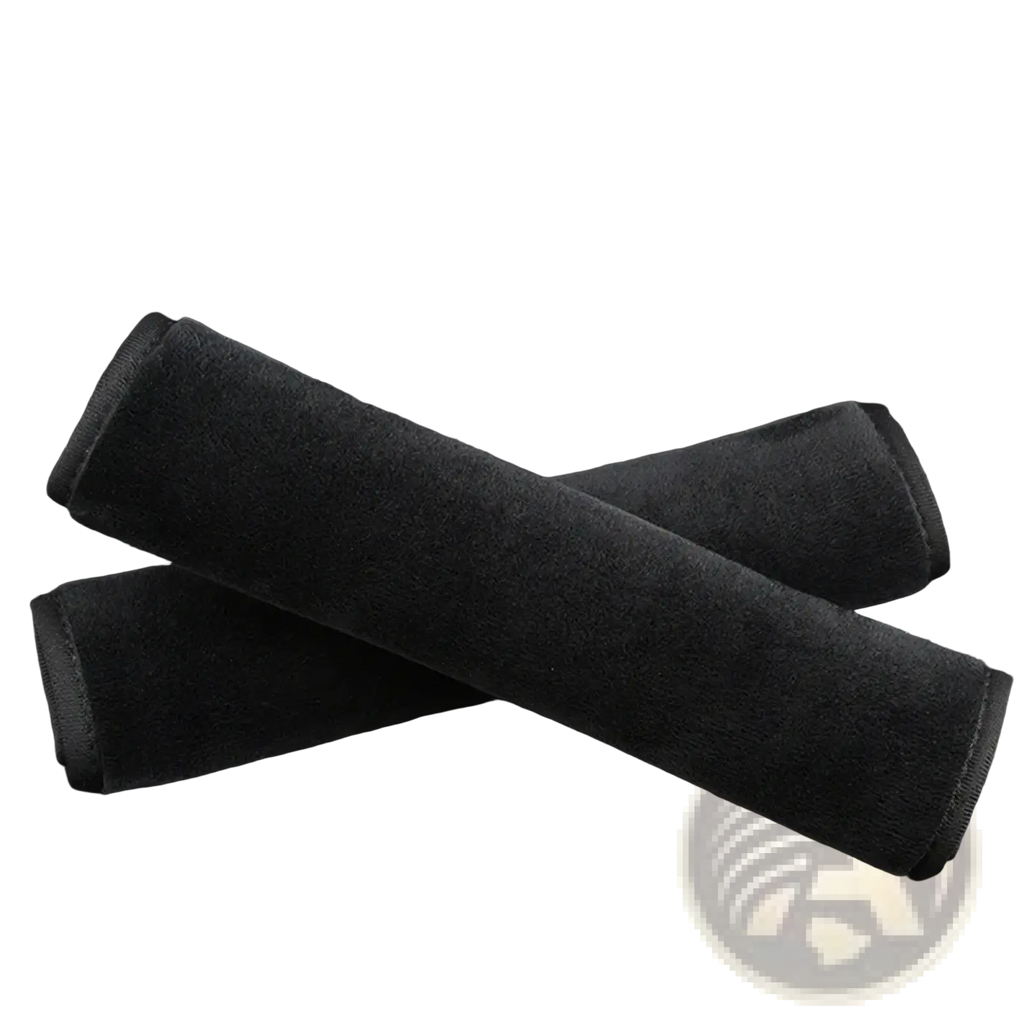 Black plush car seat belt covers soft padded shoulder pads for enhanced comfort and safety in vehicles