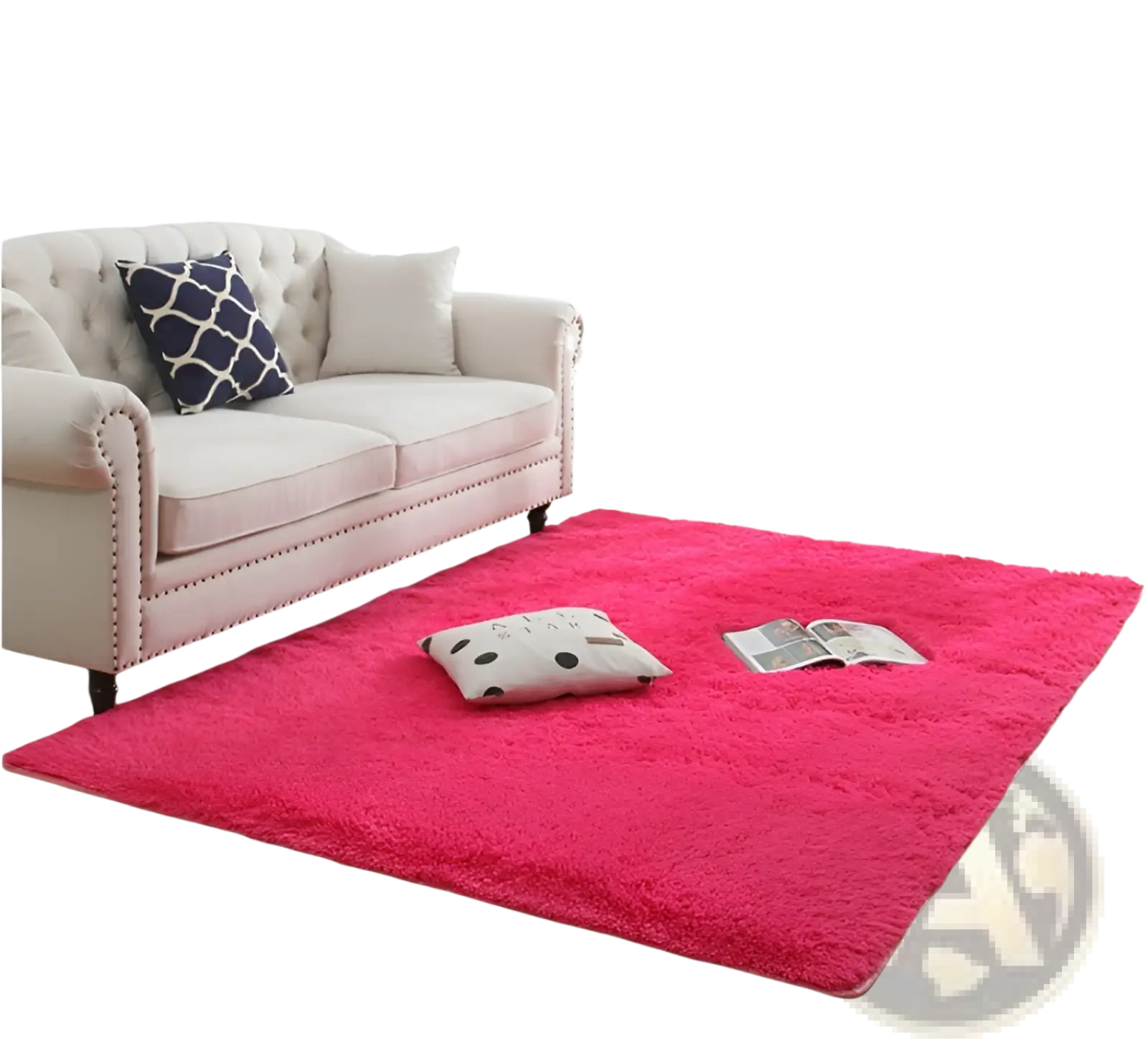 Vibrant fuchsia plush shaggy rug with soft faux fur pile machine washable for cozy home décor