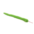 A plush green corduroy snake toy with black eyes and red tongue is an animal toys type for pet chew