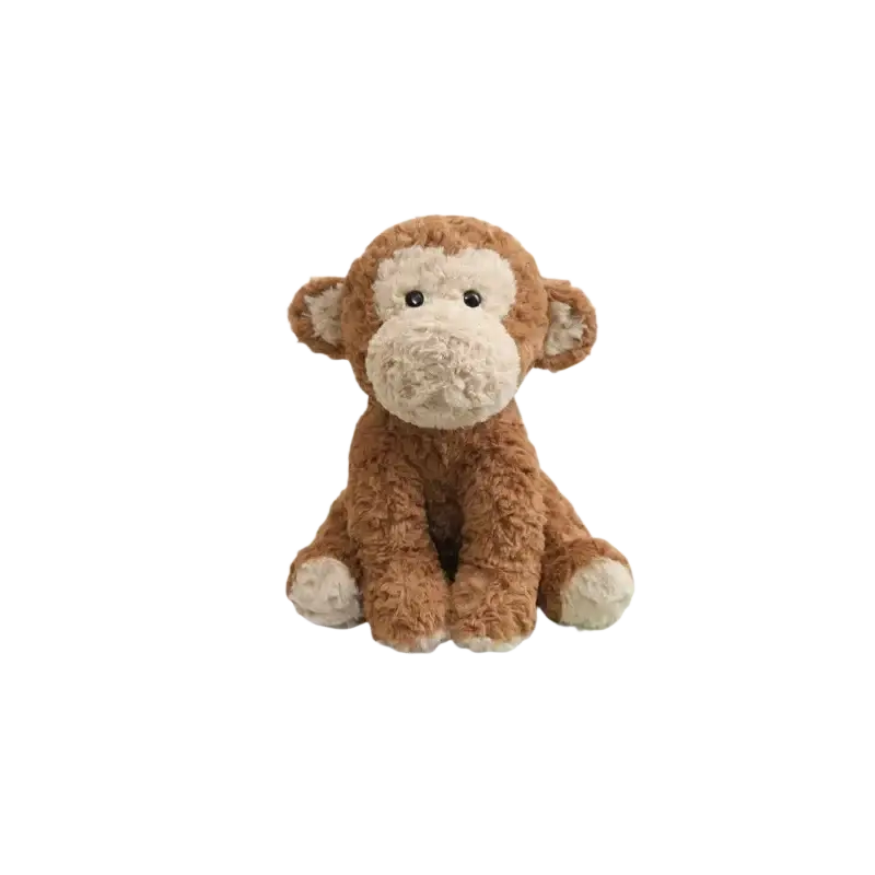 A plush stuffed animal toy 25cm featuring a brown monkey with cream face, ears, and feet made of soft material