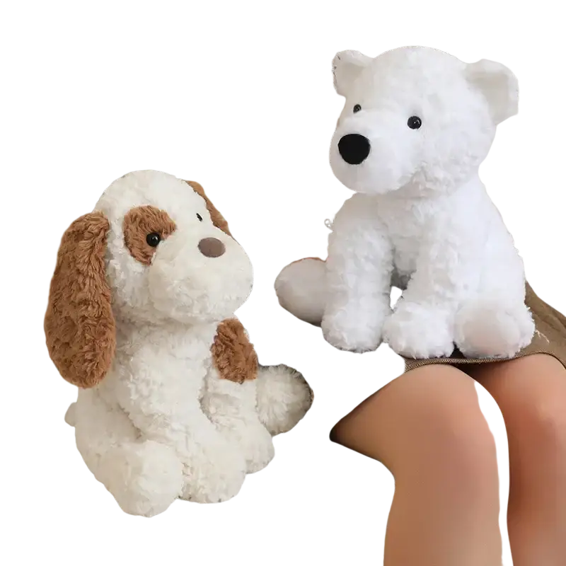 White fluffy plush stuffed polar bear toy 25cm with black nose and eyes for children and collectors