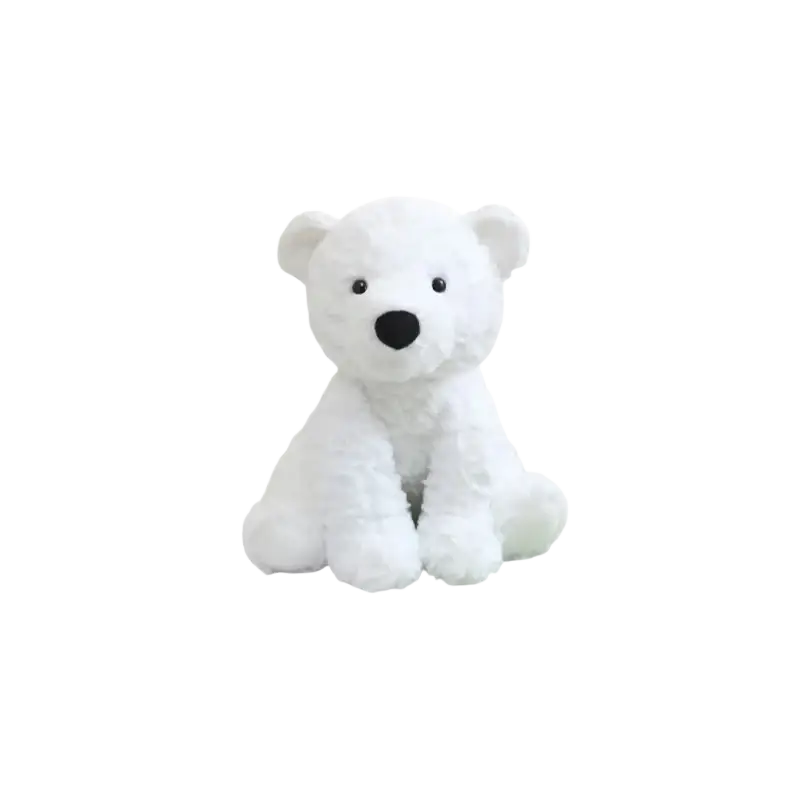 White plush stuffed animal toy polar bear made of soft material 25cm tall suitable for cuddling and decoration