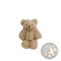 A soft beige plush teddy bear keychain with embroidered facial features and pink blush cheeks mini doll pendant
