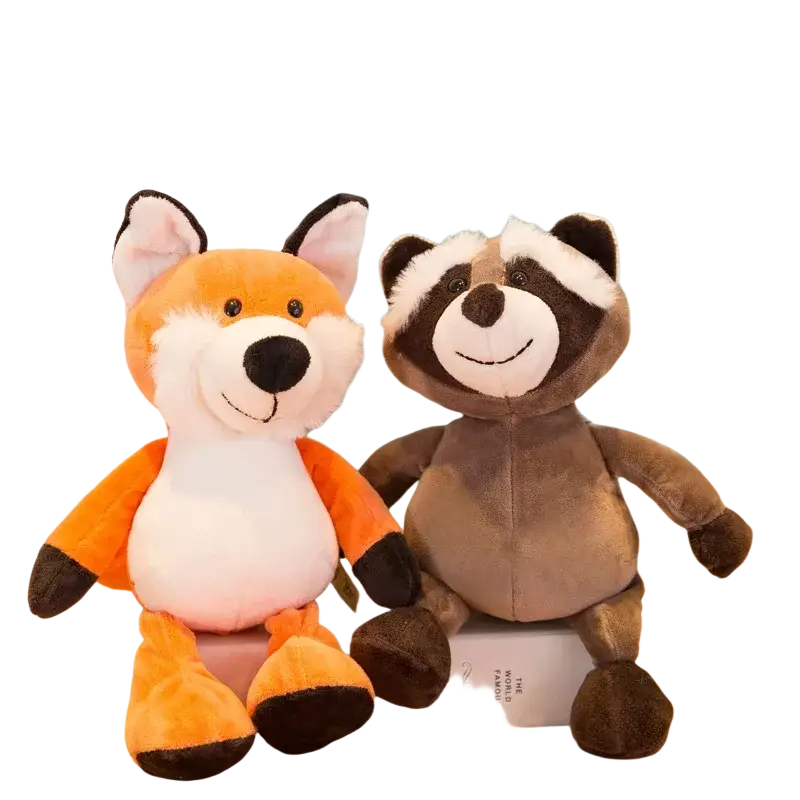 Orange and white plush toy fox with black accents 25cm featuring soft plush filling for safari animal stuffed doll