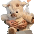 Cream-colored plush toy stuffed animal calf with soft fluffy fur and brown accents on snout ears and feet 17.7 inch