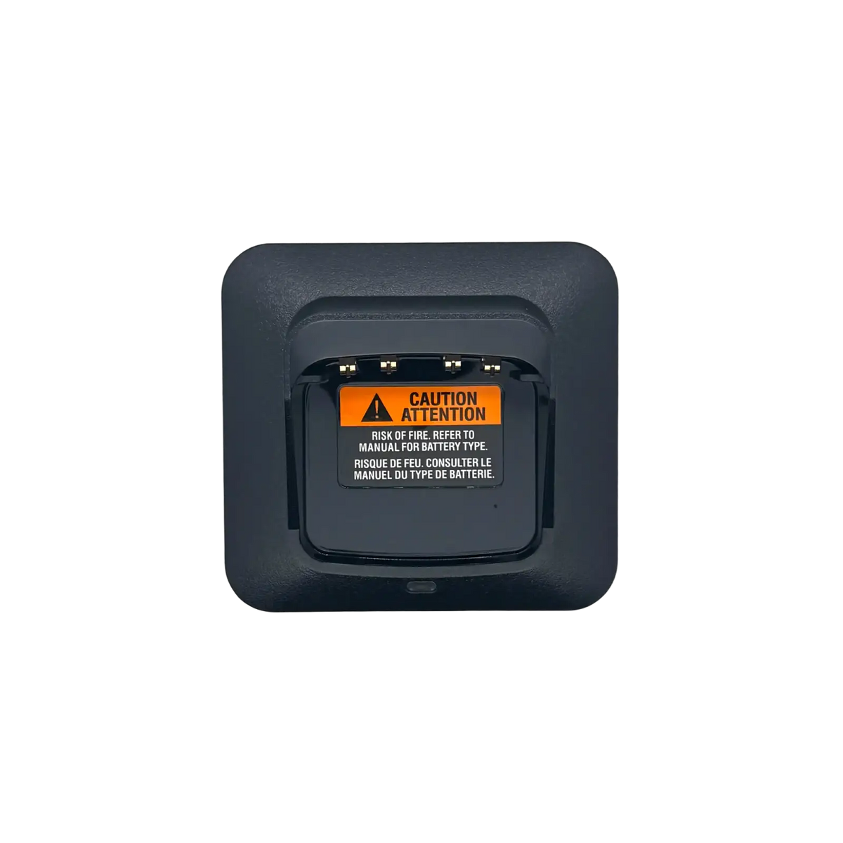 Black rectangular pmpn4527a battery charger with built-in warning label for motorola dmr dp2400 radios