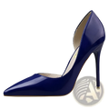 Deep blue patent leather pointed toe dorsay high heel pump with an open side cutout for elegant wear