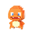Pokemon micro building block figure of orange and white pixelated Charmander made of interlocking plastic bricks
