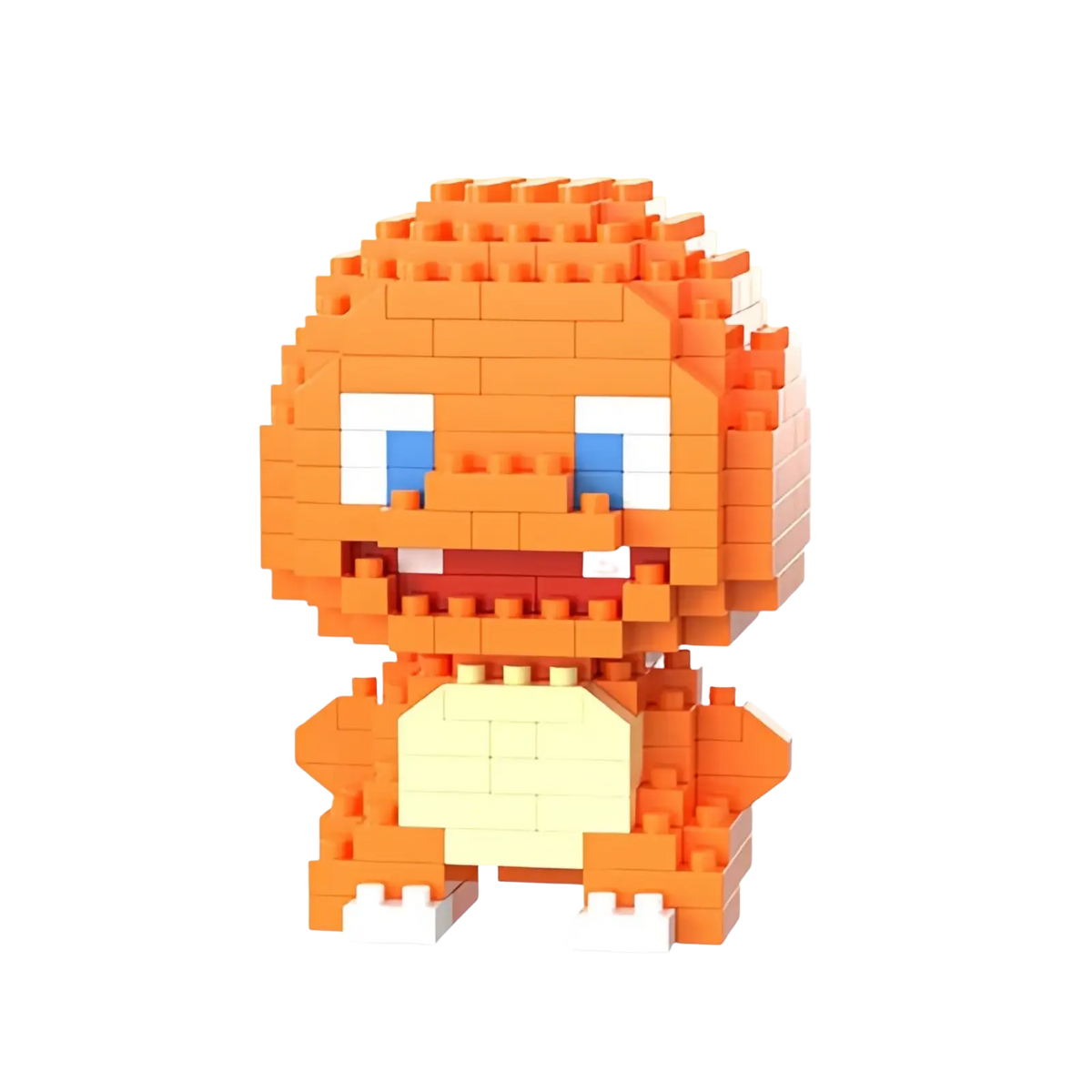 Pokemon micro building block figure of orange and white pixelated Charmander made of interlocking plastic bricks