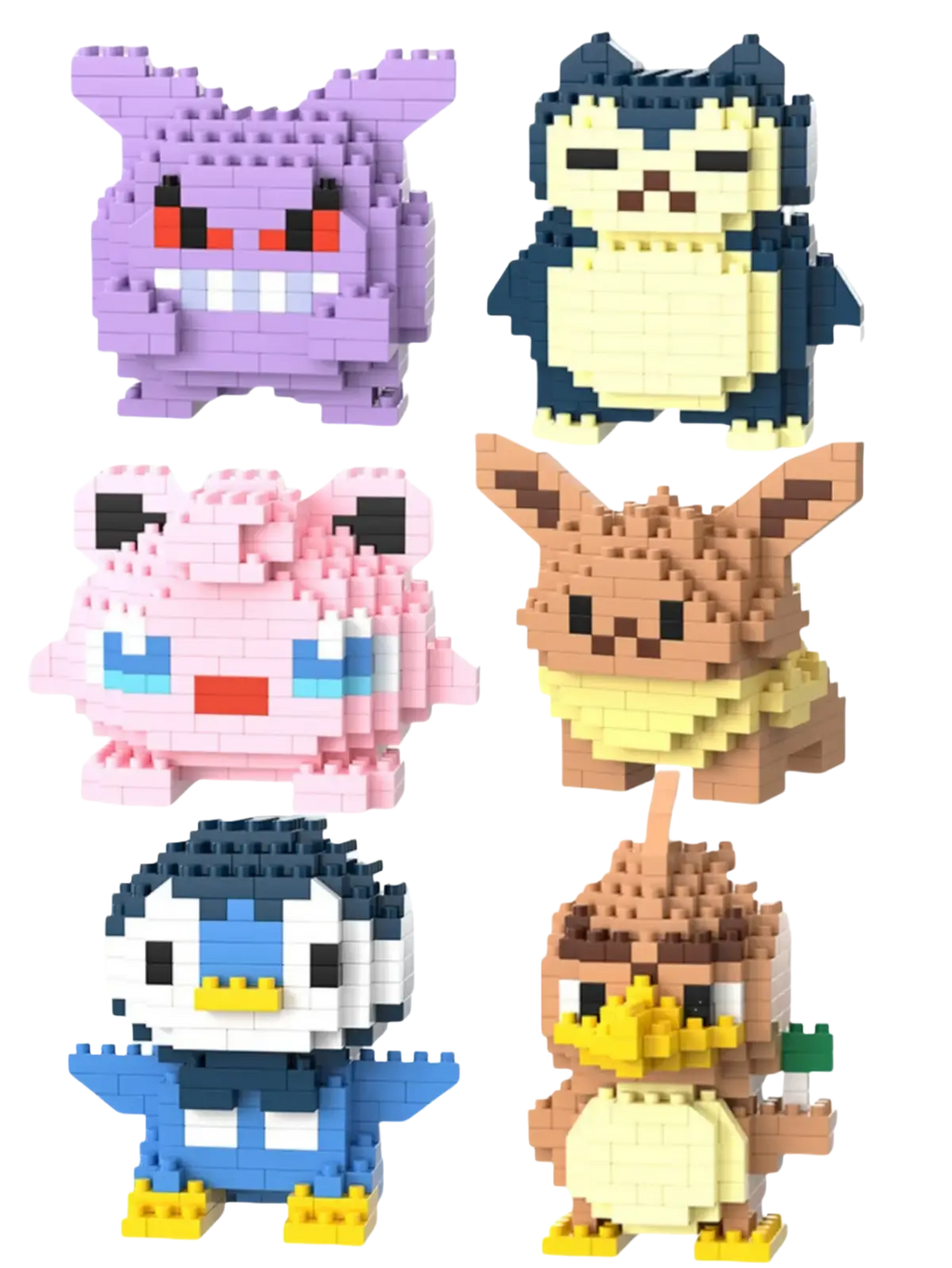 Purple pixelated Gengar micro building block figure made of interlocking plastic bricks from Pokemon set