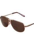 Polarized bifocal aviator reading sunglasses with rose gold frame brown lenses and tortoiseshell temple tips