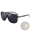 Black aviator sunglasses with polarized blue mirrored lenses and uv protection featuring a sleek modern frame