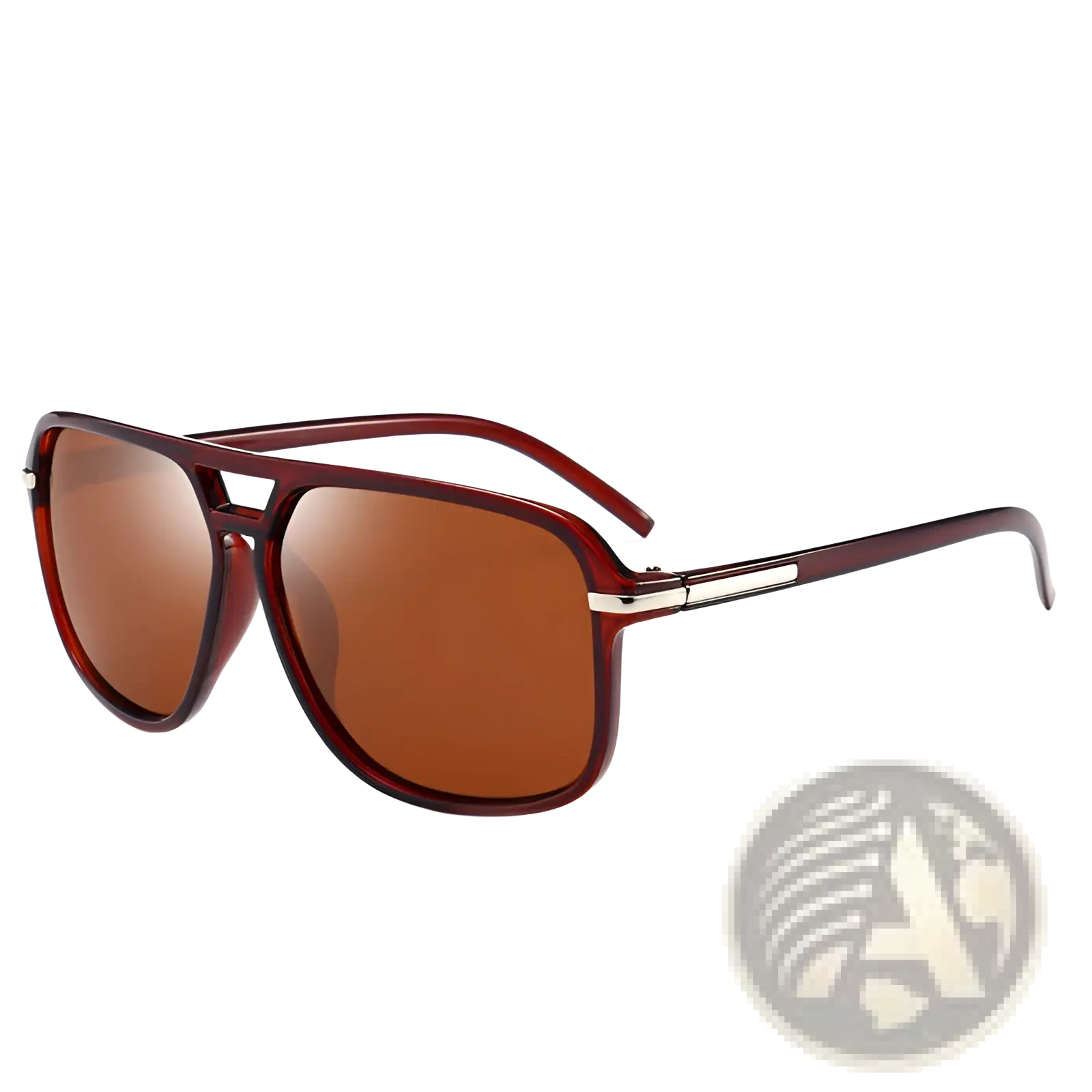 Polarized blue mirrored aviator sunglasses with uv protection featuring brown mirrored lenses glossy red frame and silver metal bridge